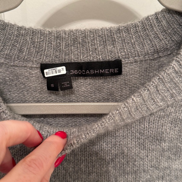 360 Cashmere Sweater Crewneck Oversize Ribbed Grey Loose Fit - Picture 5 of 10